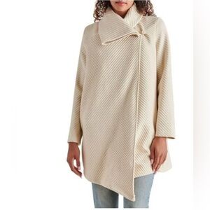 Steve Madden Cream Asymmetrical Wool Blend Coat